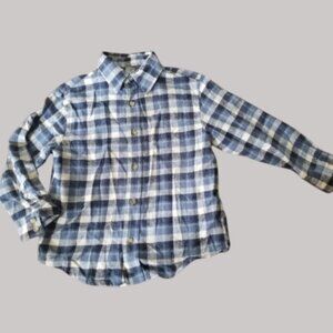 ARIZONA Blue Plaid Flannel Long Sleeved Button Front Shirt Boys L Size 7